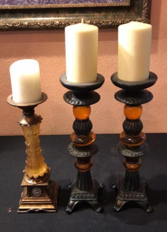 3 Decorator Candlesticks