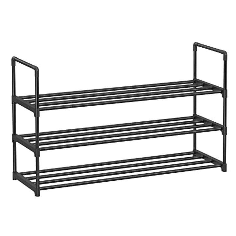 SONGMICS Shoe Rack, 3 Tier Shoe Organizer, Metal