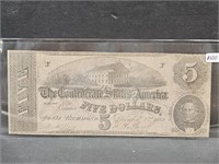 1862 Confederate $5.00 Note