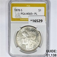 1878-S Morgan Silver Dollar PGA MS65+ PL