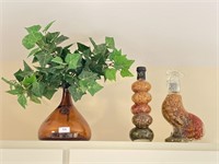 Group of three decorative glass vases