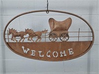 Vtg Handmade Western Theme Welcome Sign