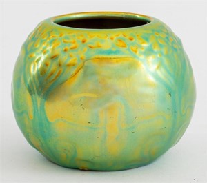 Zsolnay Pecs Iridescent 'Eosin' Green Small Vase