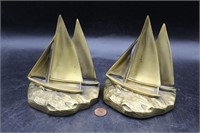 Pair PM Craftsman Brass Sailboat Bookends