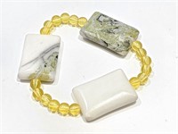 Unique Yellow Agate & Marble Bracelet
