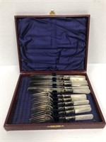 English Silver Plate Mother of Pearl Cutlery Set