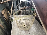 Antique yellow wire egg basket