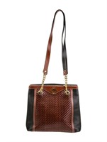 Bally Black & Brown Leather Plaid Shoulder Bag