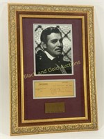 Framed Signed Clark Gable Check & Photograph