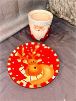 Christmas Santa’s cookies plate & canister