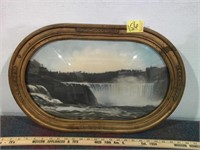 CONVEX GLASS PICTURE FRAME W/ WATERFALL PICTURE