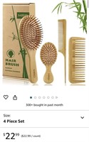 MRD Hair Brush Set, Natural Bamboo Comb Paddle