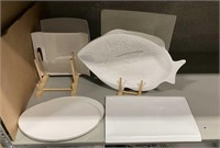 Lot of 6 White Serving Trays