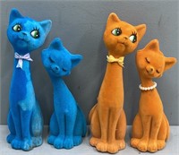 Cat Figures Flocked MCM Style