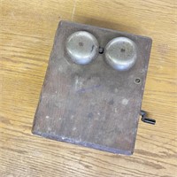 Antique Crank Telephone Wood Base - For