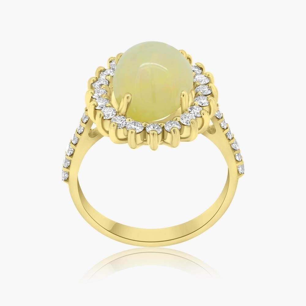 14K YELLOW GOLD 4.25 OPAL 0.95CT DIAMOND RING