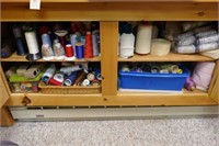 LOWER CABINET CONTENTS  4 SHELVES WITH SPOOLS OF T