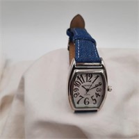 Geneva Large Faced Watch w/Denim Wristband