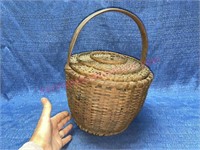 Antique handmade basket w/ lid