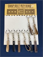 (8) Snap Belt Key Rings, New, genuine leather