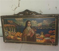 Antique Mother Mary Metal portrait