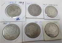 6 - AG grade Morgan silver dollars