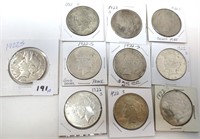 10 - 1922-S Peace silver dollars