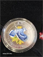 2010 25 cent coloured Blue Jay coin
