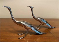 Lot of 2 Silverplate Peacock/Ibis Bird Figures