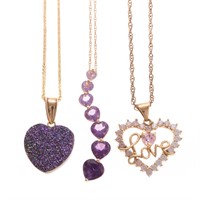 A Trio of Lady's Gemstone Necklaces in 14K