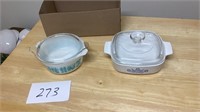 vintage 6 1/2 inch corning-ware with lid, and