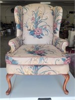Queen Anne Wingback Floral Arm Chair