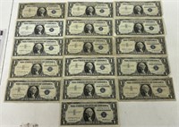 (16) 1957 $1 BLUE SEAL NOTES