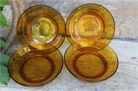Set of 4 Vereco Amber plates(made in France)
