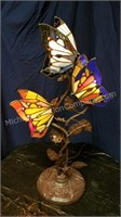 Butterfly Trio Art Glass Table Lamp