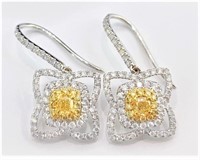 Natural Yellow Diamond 18Kt Gold Earrings