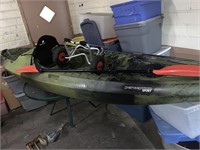 PERCEPTION SPORT KAYAK W/ PADDLE & MOVING CART