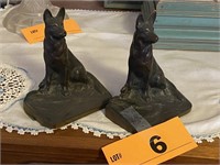 PR. OF BRONZE GERMAN SHEPARD BOOKENDS