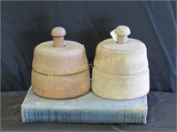 2 vintage wooden butter molds