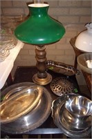 Lamp and misc  silver plate lot