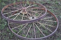 2 Matching Iron Wagon Wheels 54"