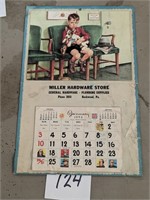 1954 Miller Hardware Rockwood, PA Calendar 9 x 13