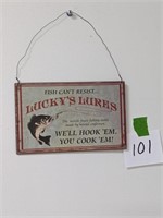 Wooden Fishing Lure Sign - 5" x 8"