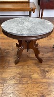 Small Victorian Walnut Oval Marble Top Stand