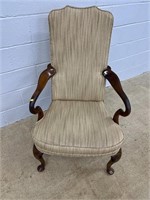 Queen Anne Style Upholstered Arm Chair