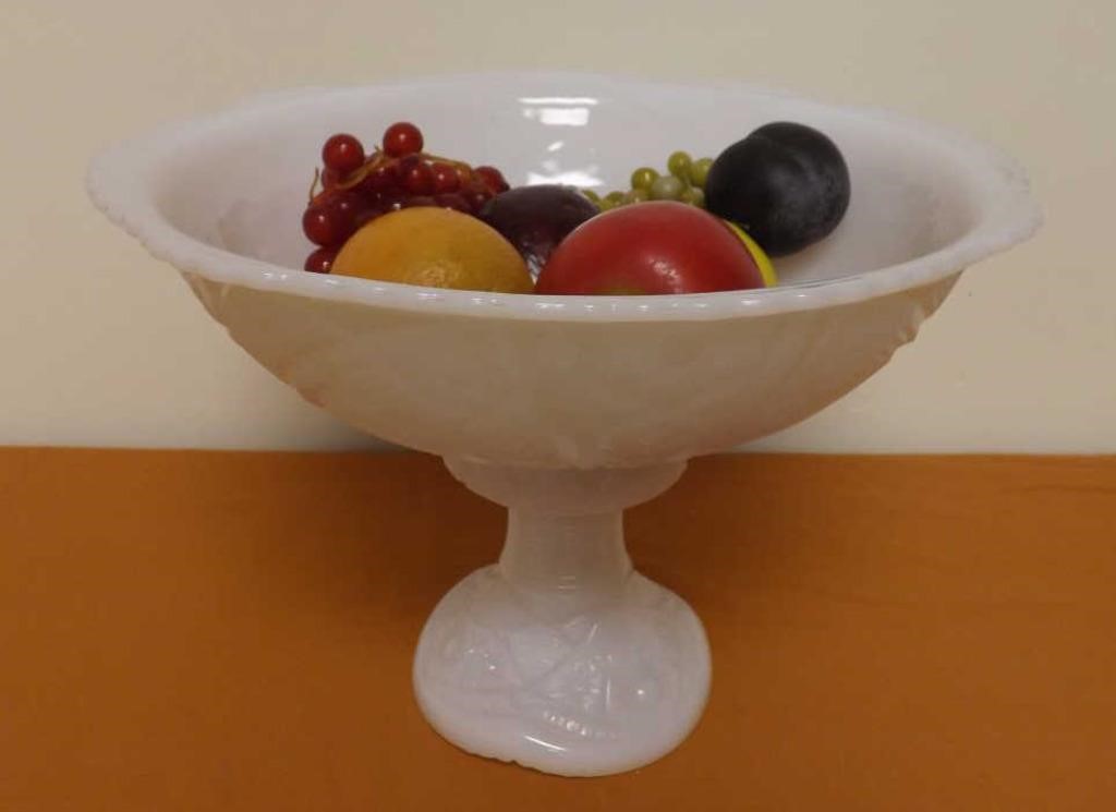 Large Indiana Milk glass Fruit bowl with Pedestal