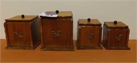 Early American Eagle Wood Lidded Canister Set