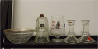 Clear Glass Candle Sticks and Dishes lot