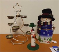 Christmas Tree Candle Holders & Jar