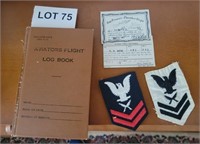 Aviator's Flight Log Book, 1950s Era & Patches